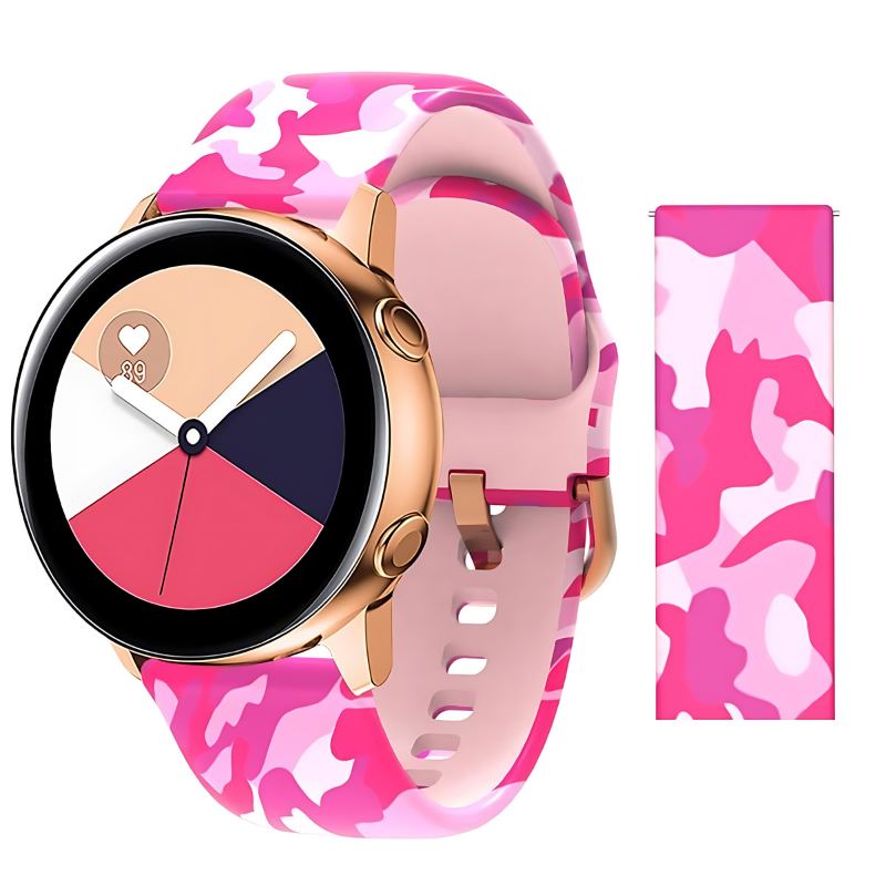 Camouflage Pink Printed Silicone Band for Samsung Watch in 20mm/22mm
