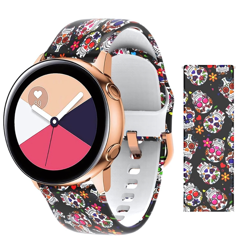 Colorful Skull Printed Silicone Band for Samsung Watch in 20mm/22mm