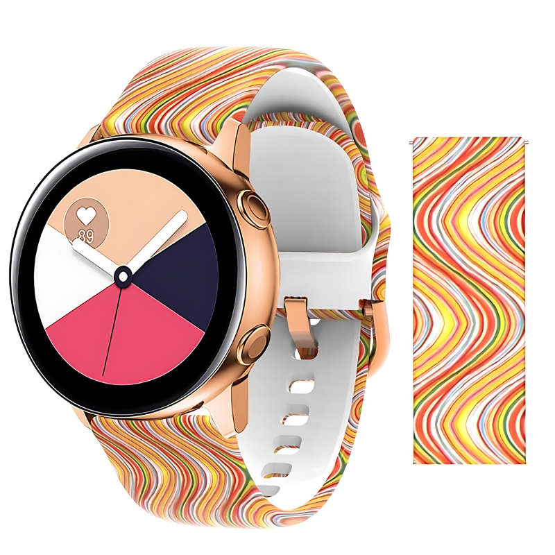 Colorful Wave Printed Silicone Band for Samsung Watch in 20mm/22mm