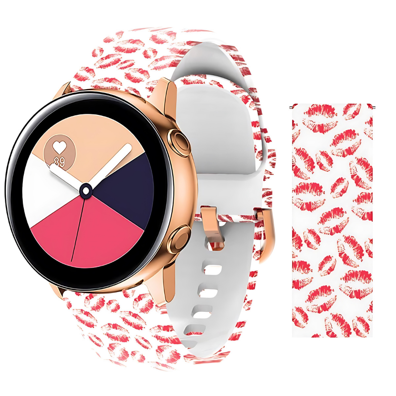 Kisses Printed Silicone Band for Samsung Watch in 20mm/22mm