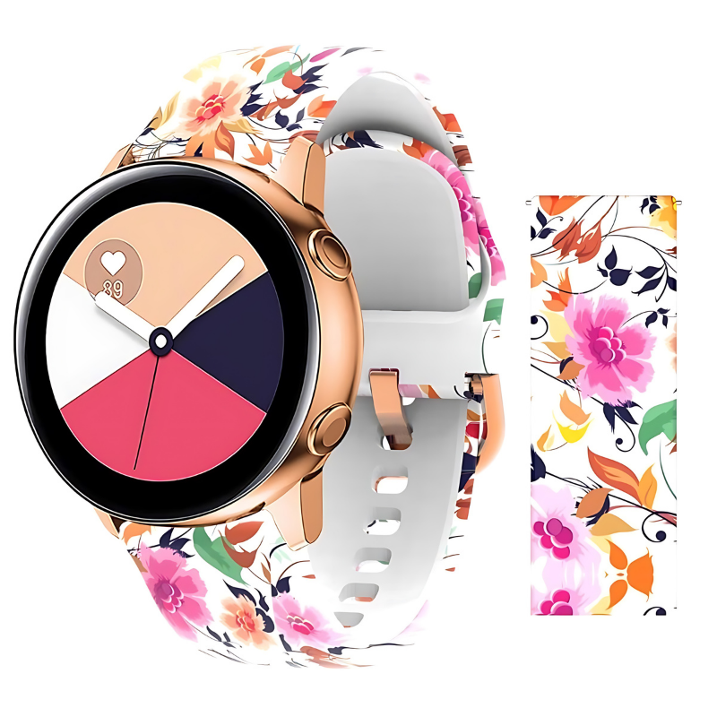 Peony Printed Silicone Band for Samsung Watch in 20mm/22mm