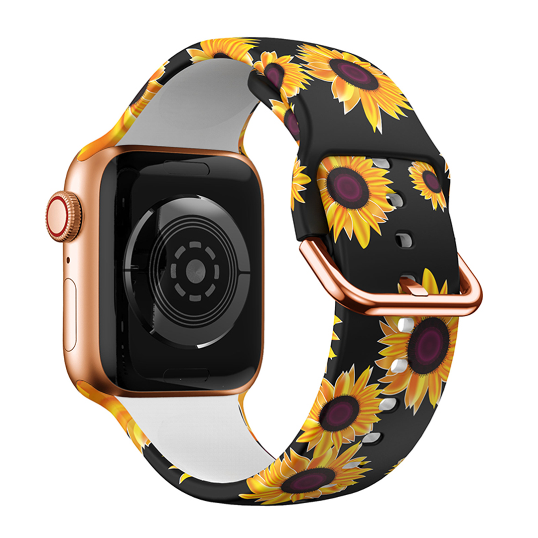 Sunflower Printed Silicone Band for Apple Watch, 38mm