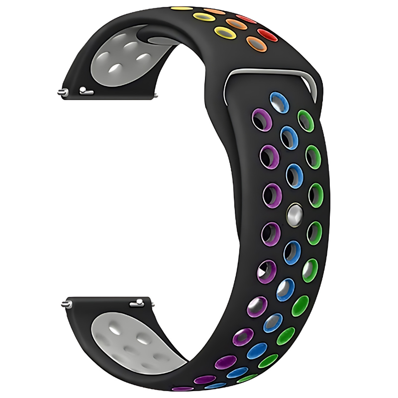 Rainbow Black Rainbow Active Silicone Band for Samsung Watch in 20mm/22mm
