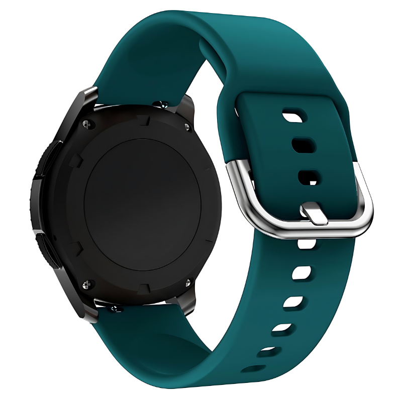 Dark Green Silicone Buckle Band with Silver Buckle for Samsung Watch in 20mm/22mm