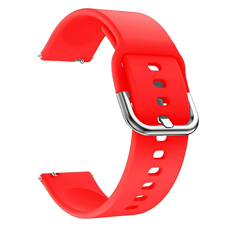 Red Silicone Buckle Band with Silver Buckle for Samsung Watch in 20mm/22mm