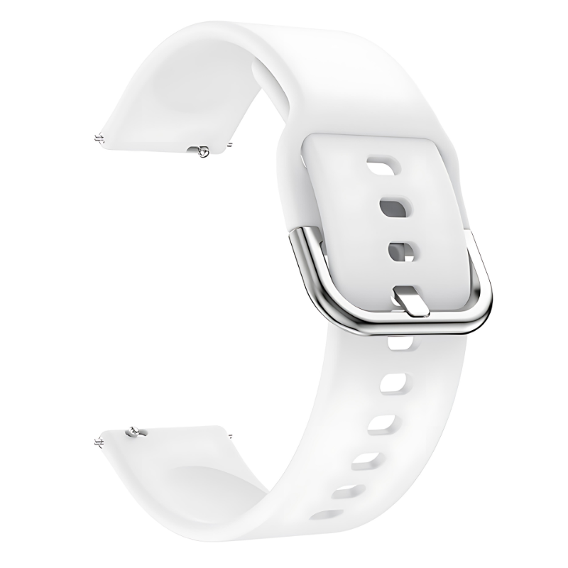 White Silicone Buckle Band with Silver Buckle for Samsung Watch in 20mm/22mm