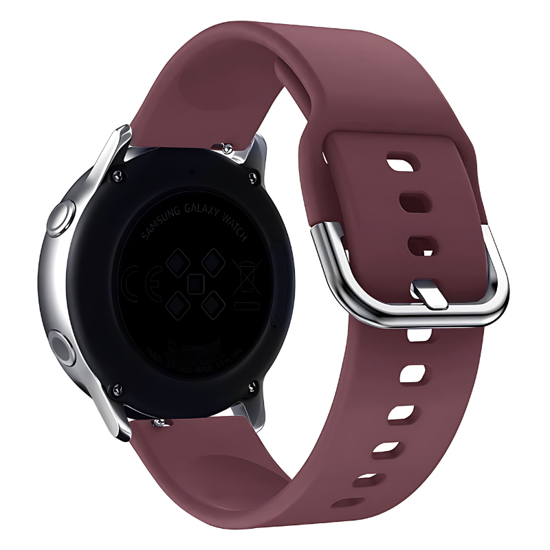 Wine Red Silicone Buckle Band with Silver Buckle for Samsung Watch in 20mm/22mm