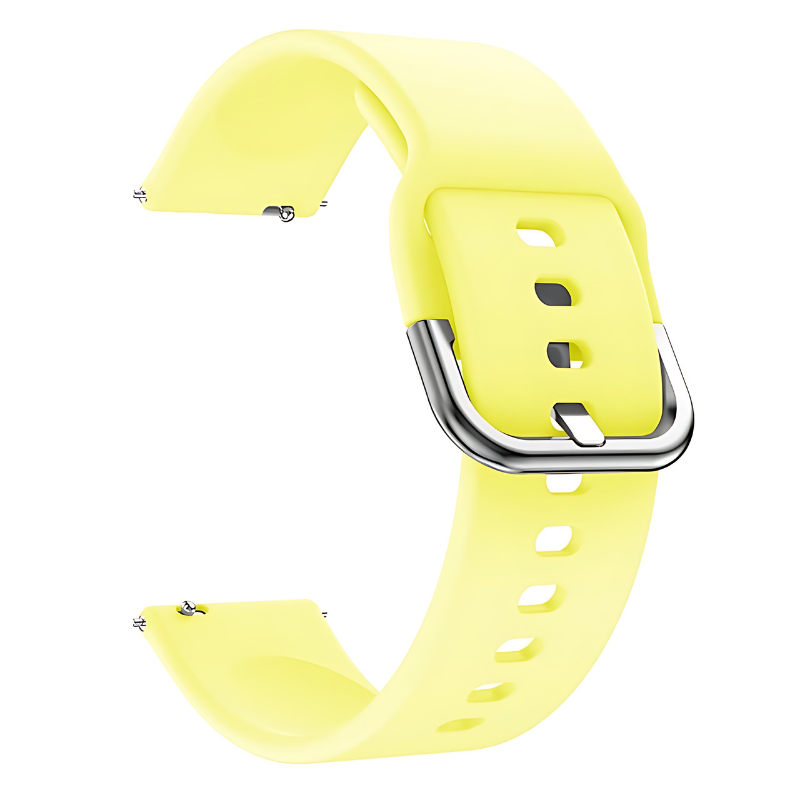 Yellow Silicone Buckle Band with Silver Buckle for Samsung Watch in 20mm/22mm