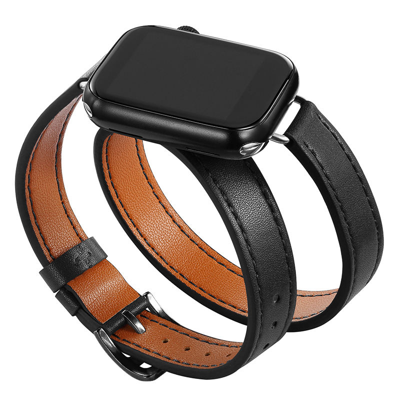 Black Slim Leather Band, 38mm