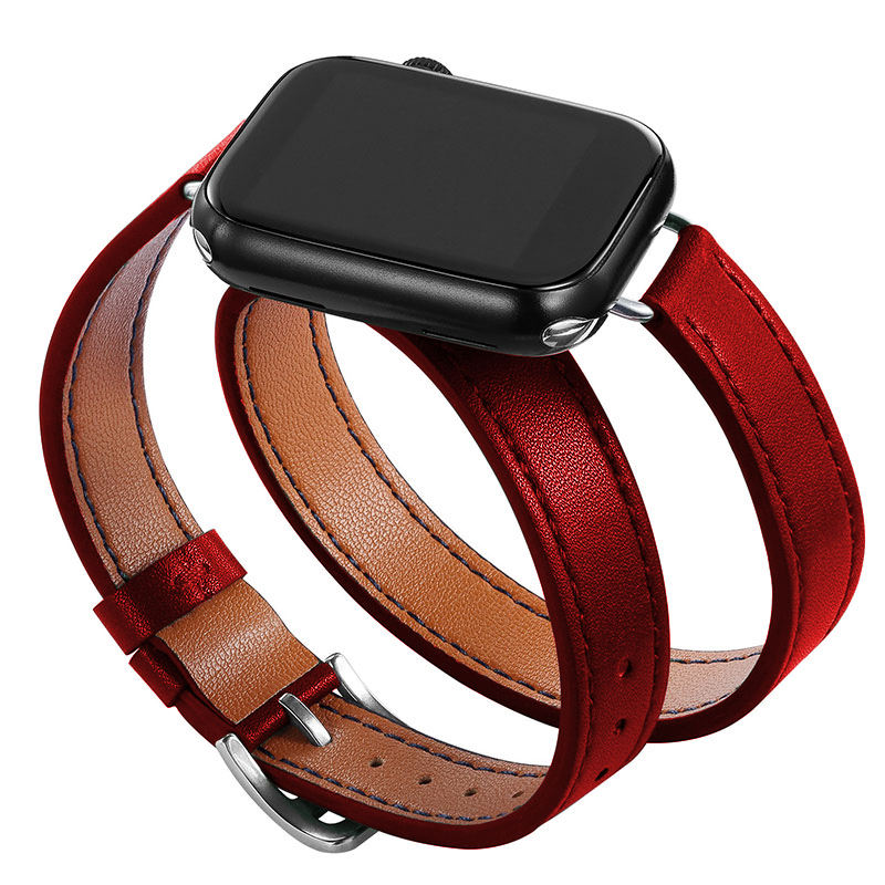 Dark Red Slim Leather Band, 38mm