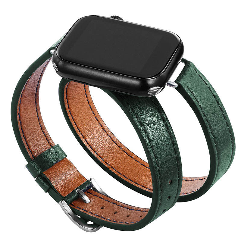 Green Slim Leather Band, 38mm