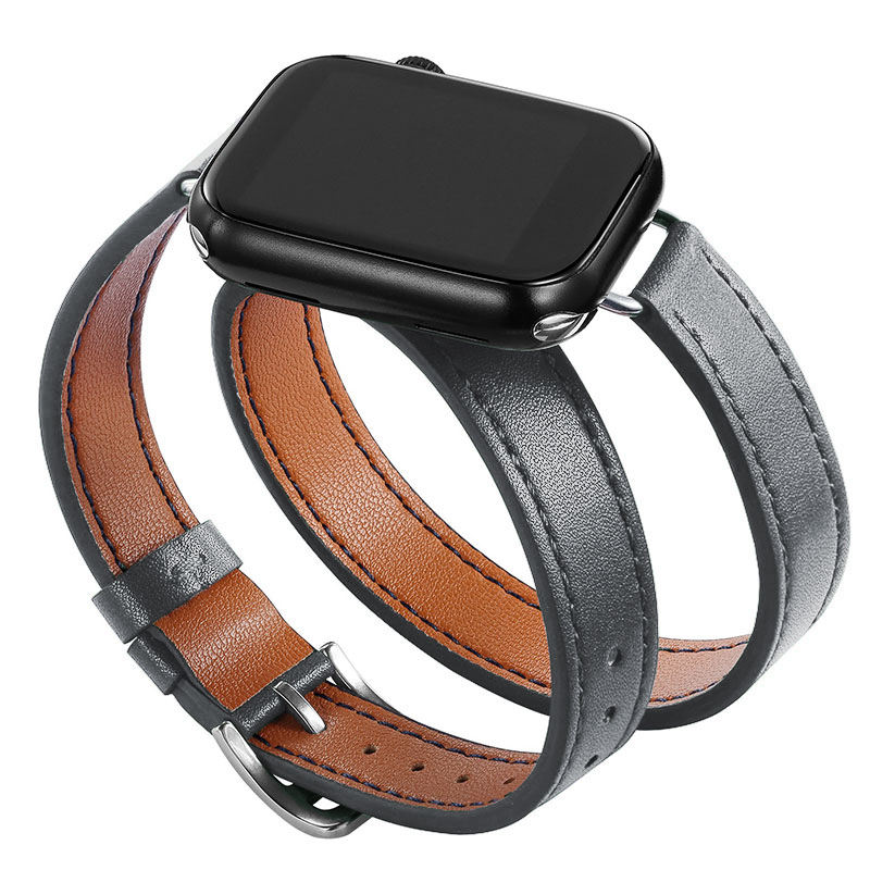 Grey Slim Leather Band, 38mm