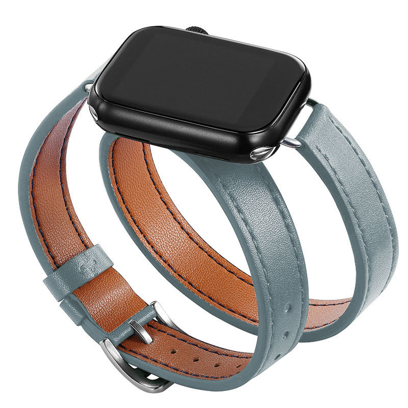 Linen Blue Slim Leather Band, 38mm