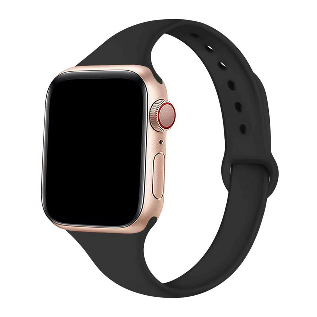 Black Slim Silicone Band for Apple Watch, 38mm