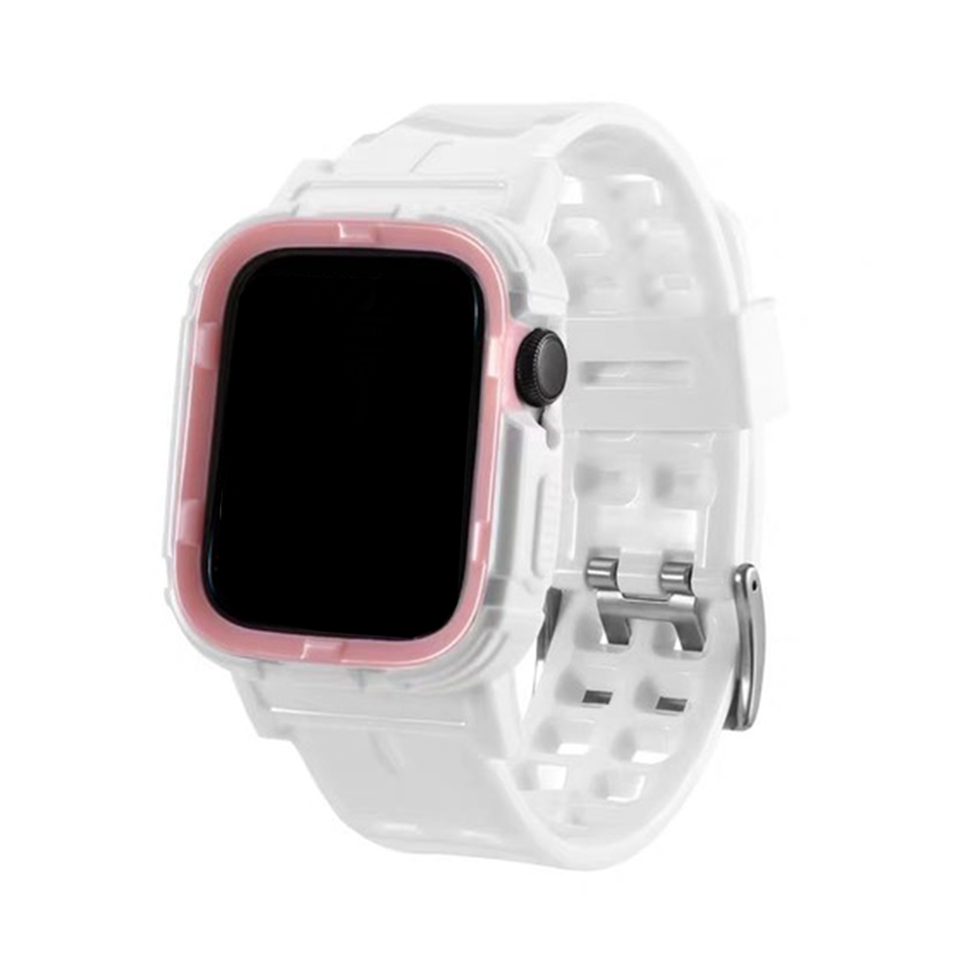 White Pink Translucent Silicone Band for Apple Watch, 38mm