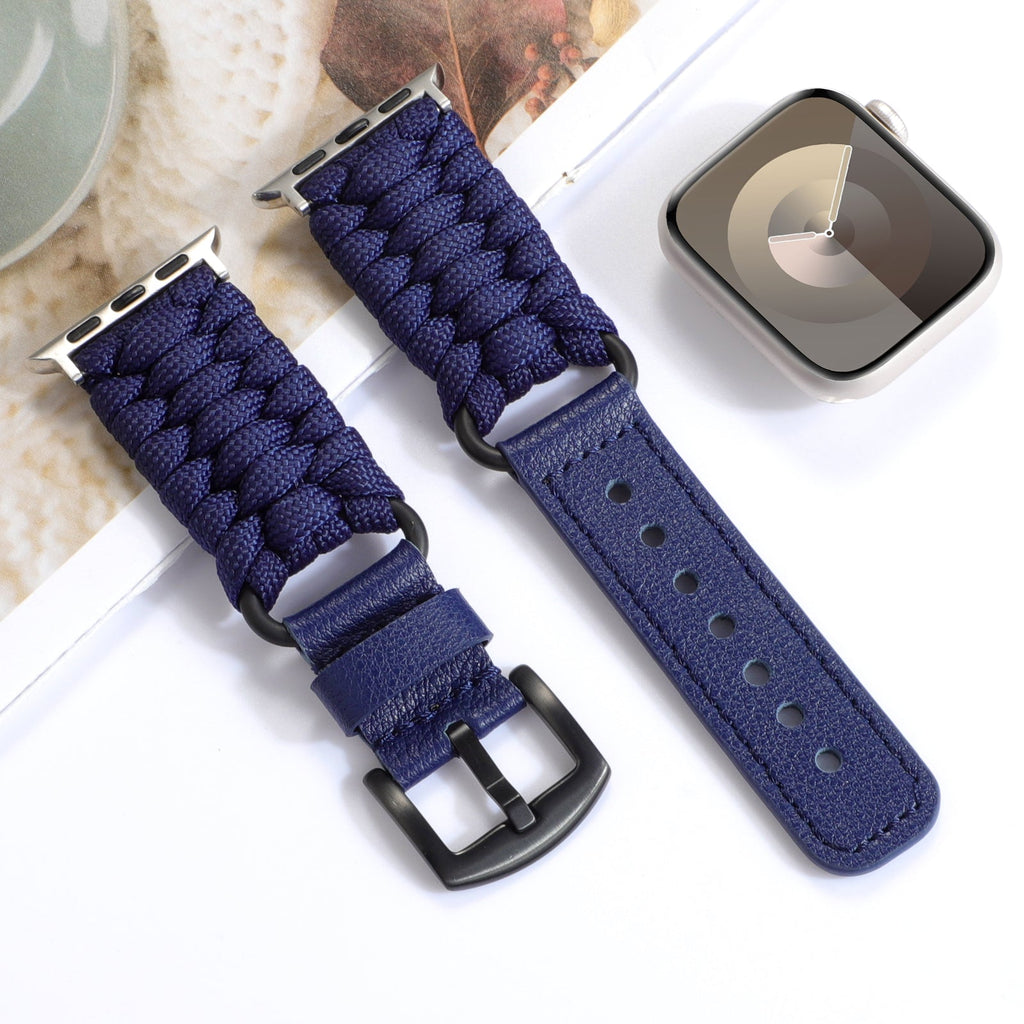 Woven Corded Leather Band for Apple Watch Blue