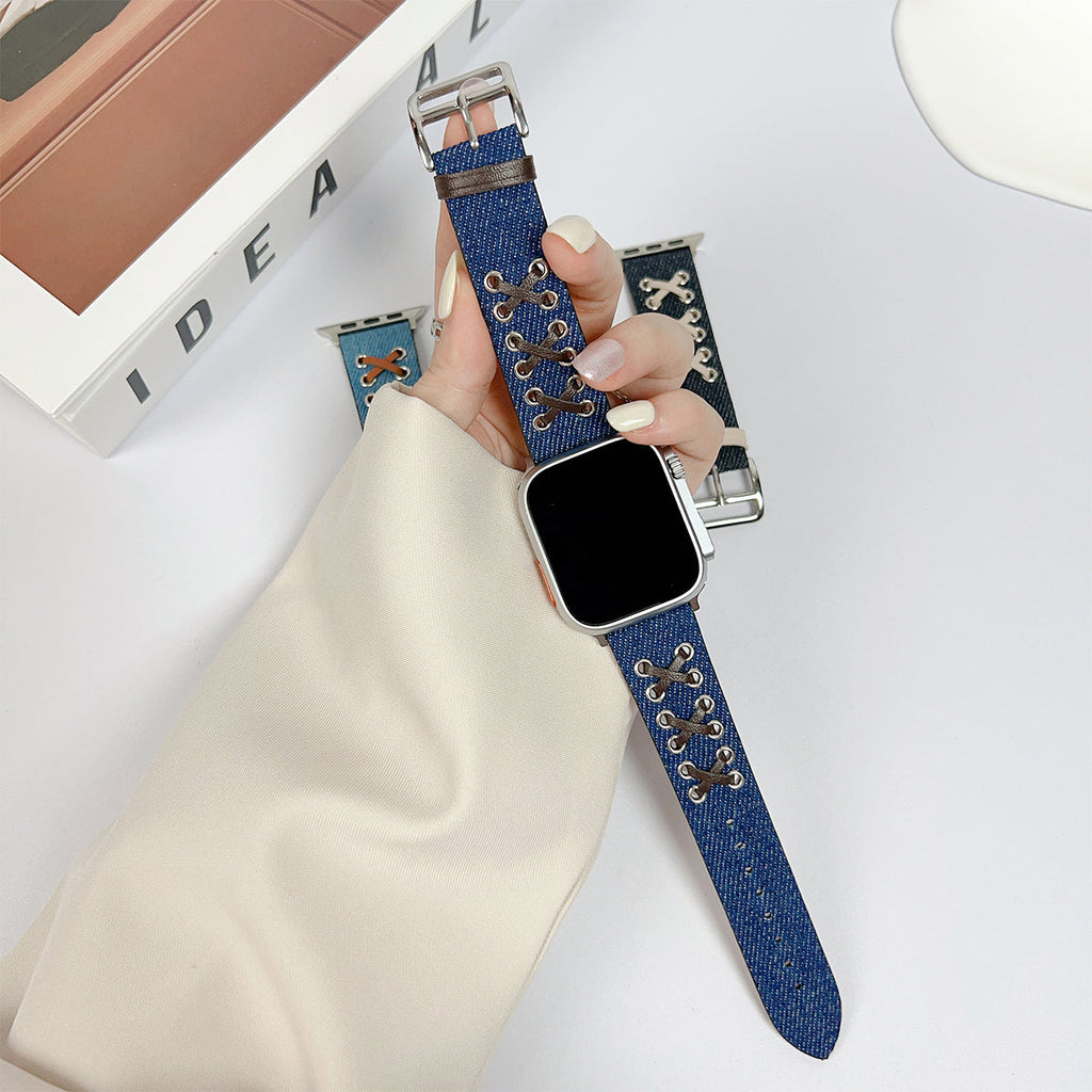 Denim Leather Band for Apple Watch Band Blue