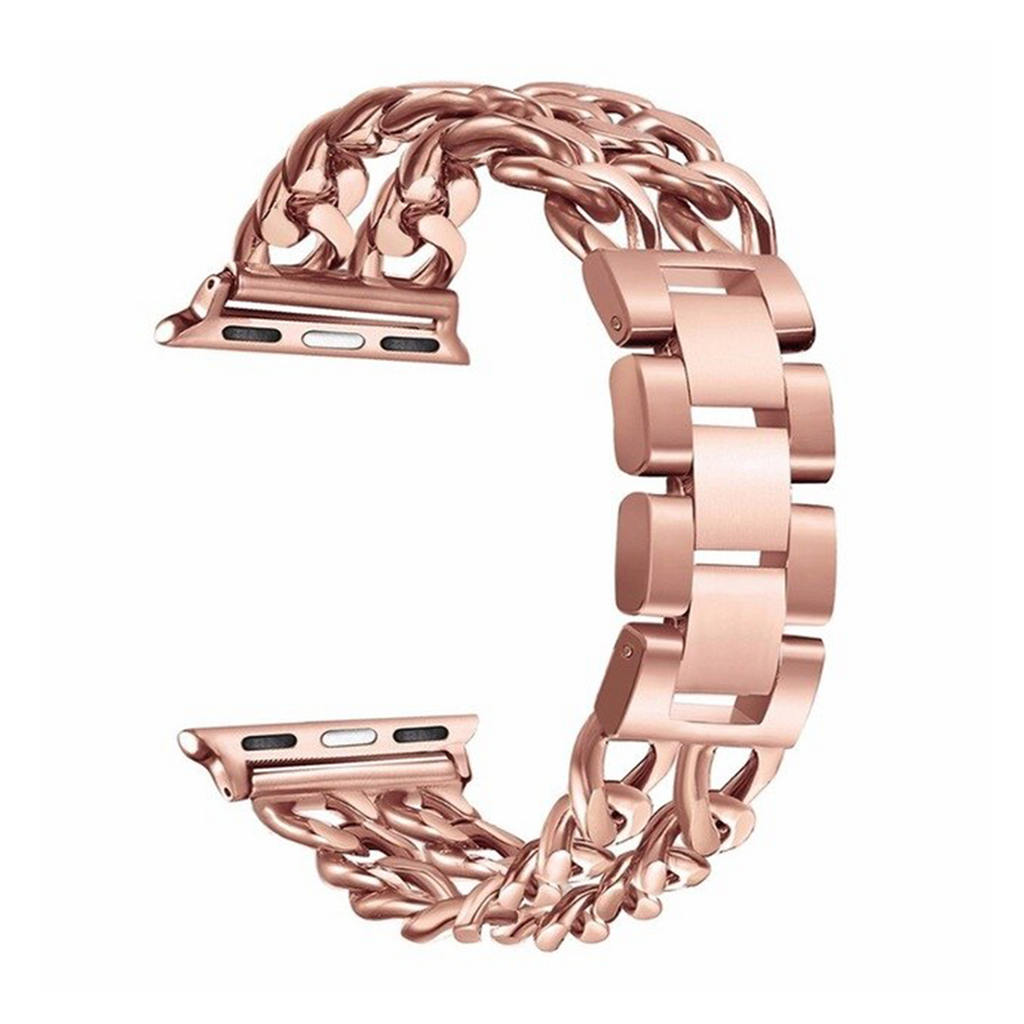 Lux Double Chain Link Band Rose Gold Apple Watch Band 42mm/44mm/45mm/49mm
