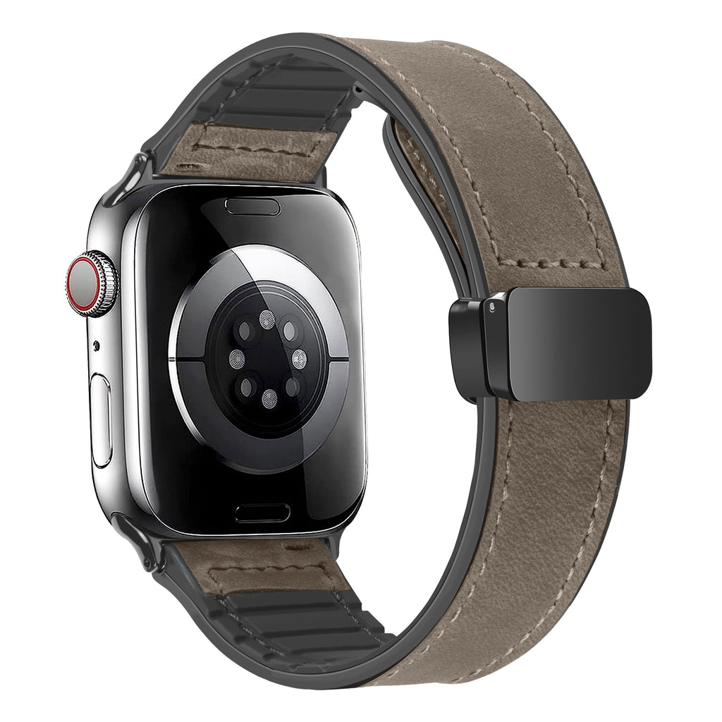 Magnetic Leather Band with Silicone Lining for Apple Watch Band Silt