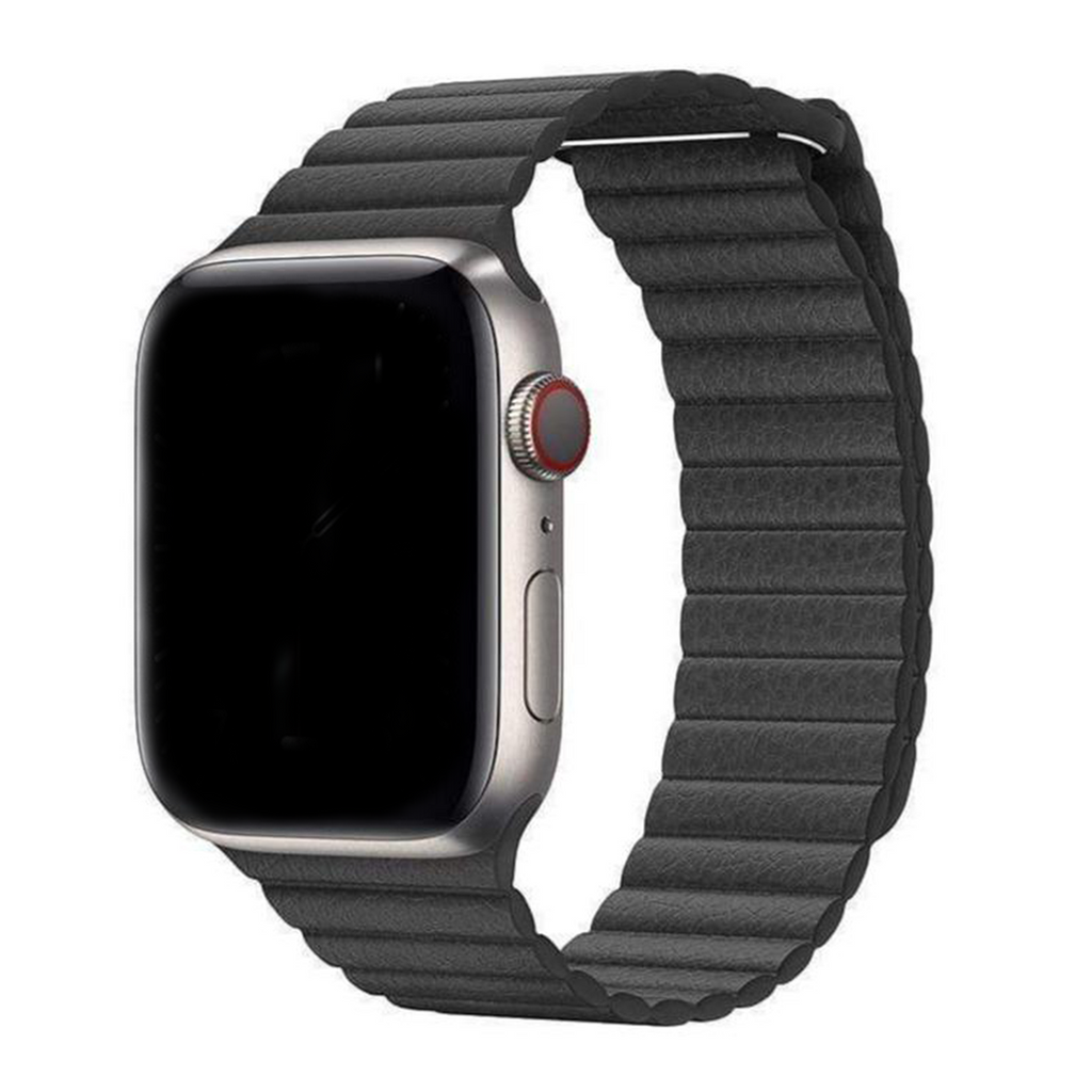 Magnetic Leather Loop Apple Watch Leather Band Black42mm/44mm/45mm/49mm