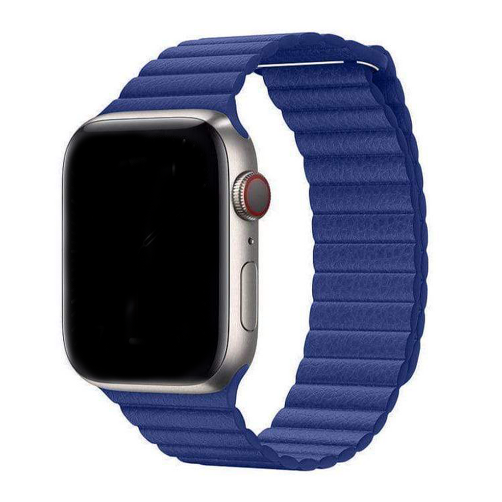 Magnetic Leather Loop Apple Watch Leather Band Blue42mm/44mm/45mm/49mm