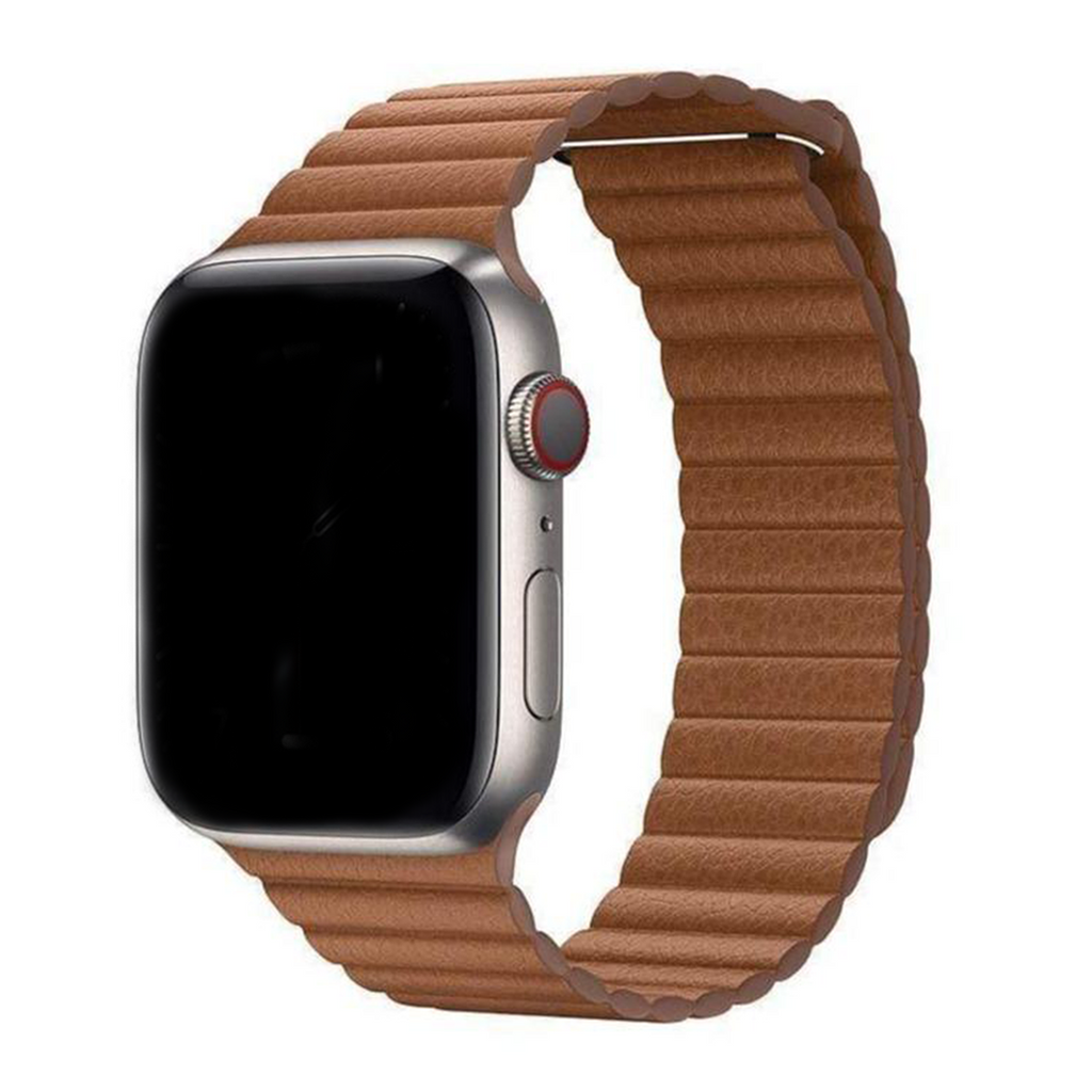Magnetic Leather Loop Apple Watch Leather Band Brown42mm/44mm/45mm/49mm