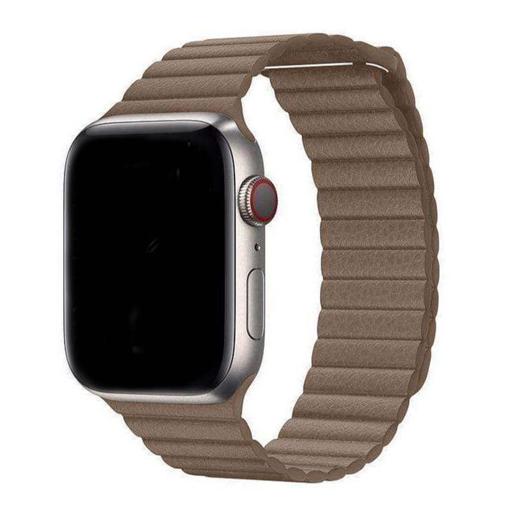 Magnetic Leather Loop Apple Watch Leather Band Coffee42mm/44mm/45mm/49mm
