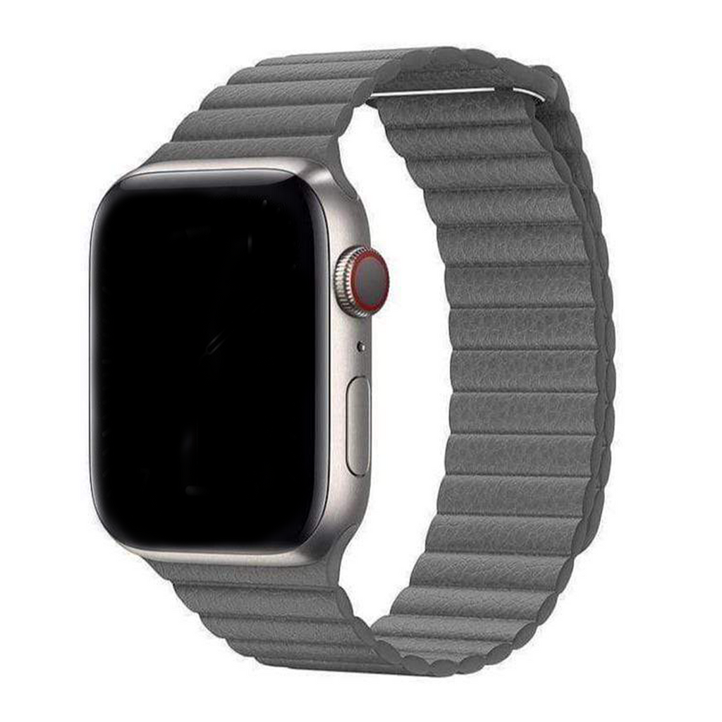 Magnetic Leather Loop Apple Watch Leather Band Gray42mm/44mm/45mm/49mm
