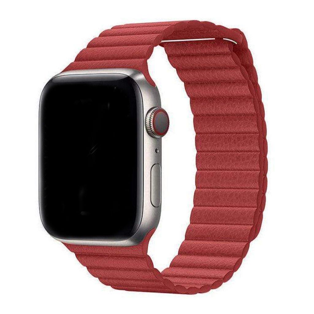 Magnetic Leather Loop Apple Watch Leather Band Red42mm/44mm/45mm/49mm