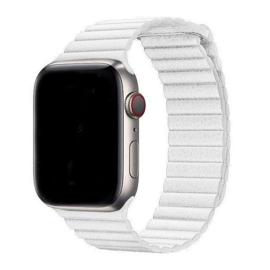 Magnetic Leather Loop Apple Watch Leather Band White42mm/44mm/45mm/49mm