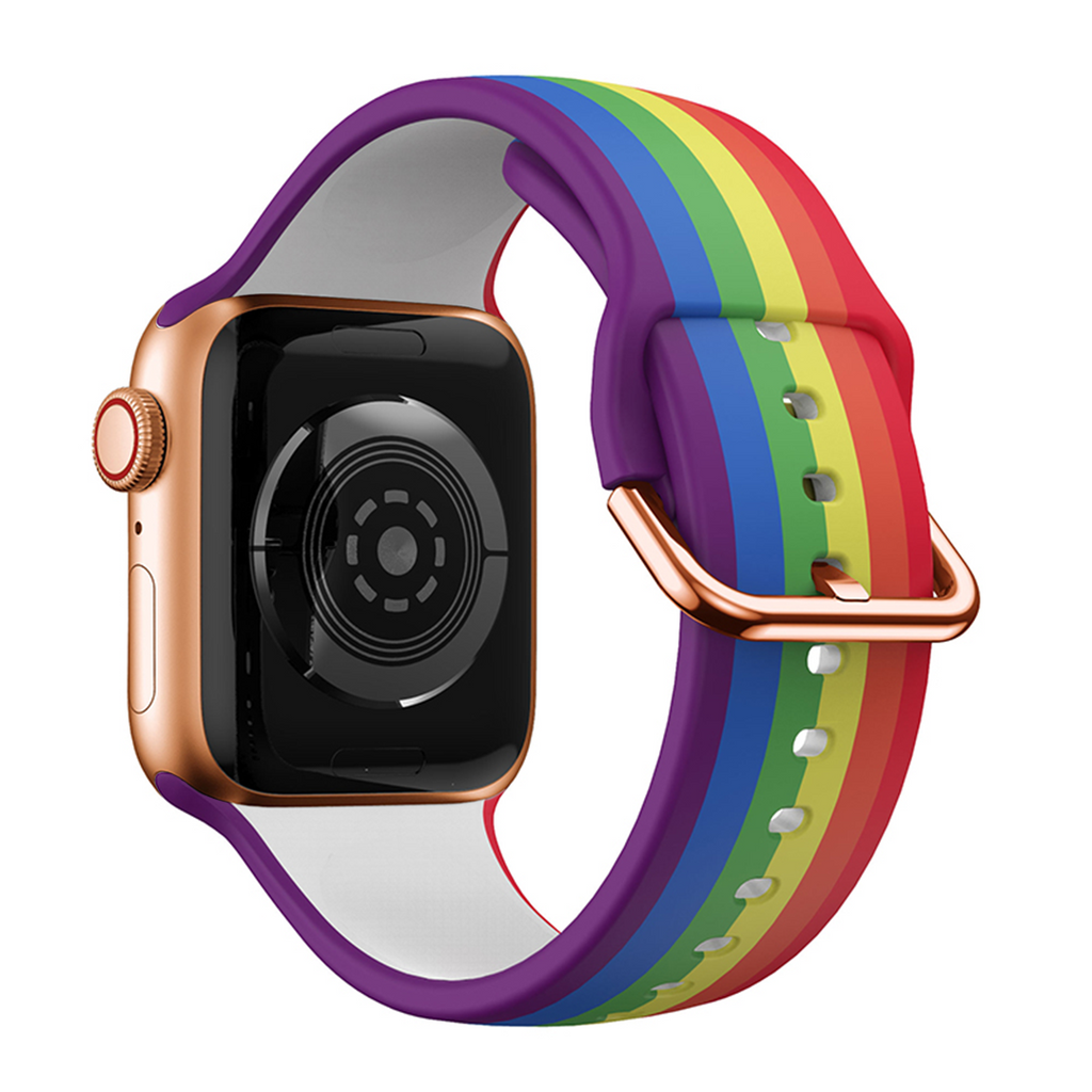 Printed Silicone Band Apple Watch Band For Men And Women Rainbow 42mm/44mm/45mm/49mm