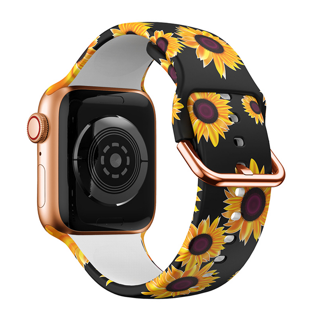 Printed Silicone Band Apple Watch Band For Men And Women Sunflower 42mm/44mm/45mm/49mm