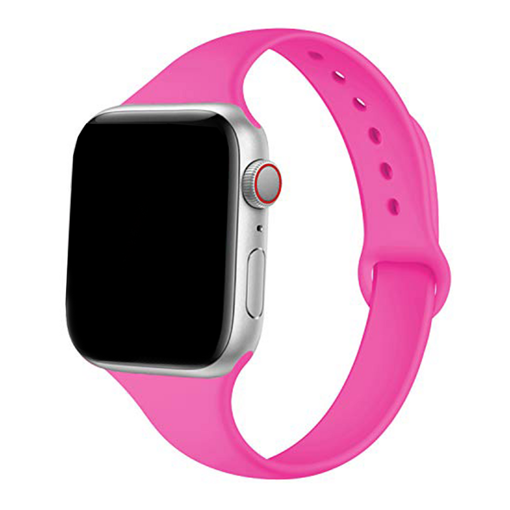 Slim Silicone Band Apple Watch Band For Men And Women Hot Pink 42mm/44mm/45mm/49mm