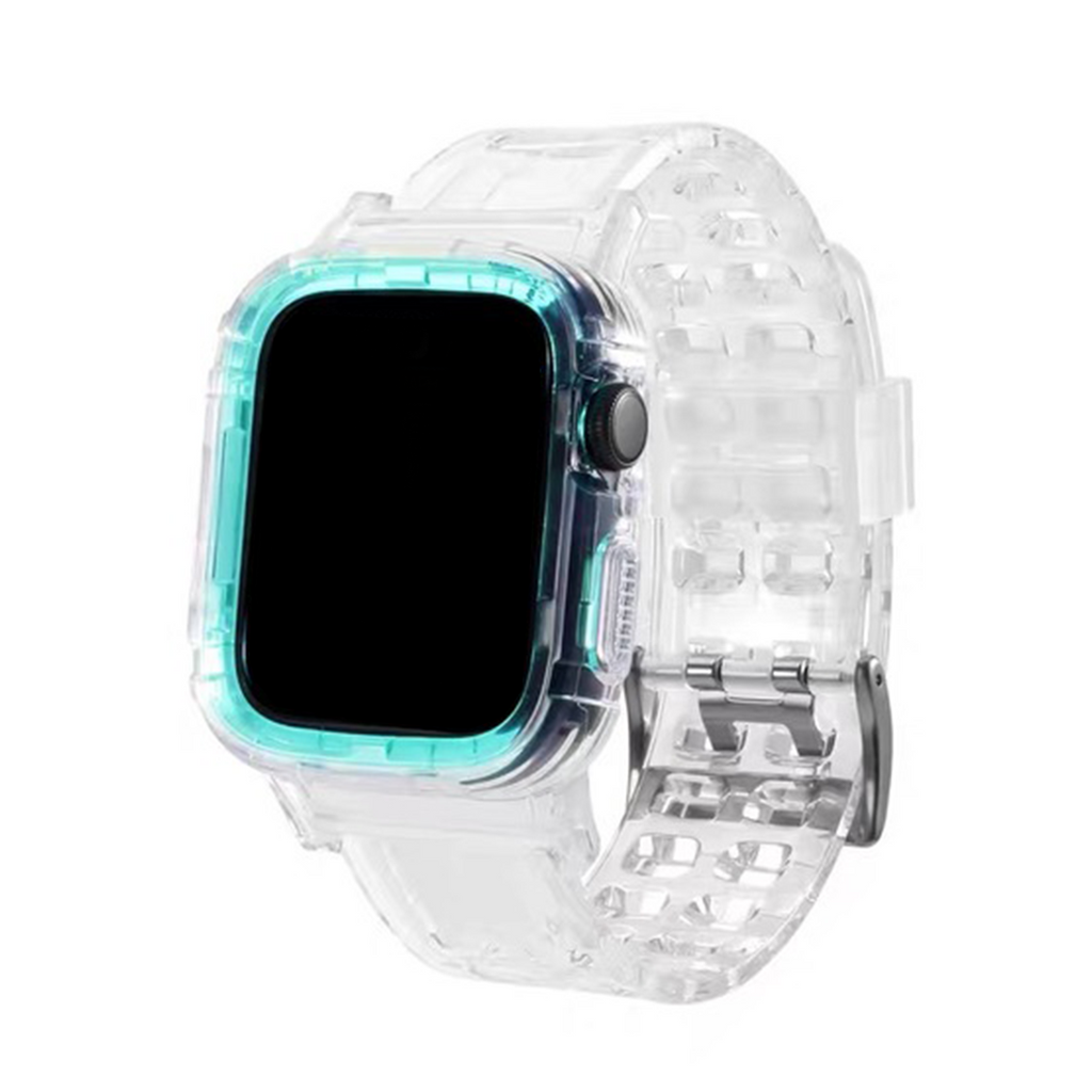Translucent Silicone Band Apple Watch Band For Men And Women Light Green 42mm/44mm/45mm/49mm