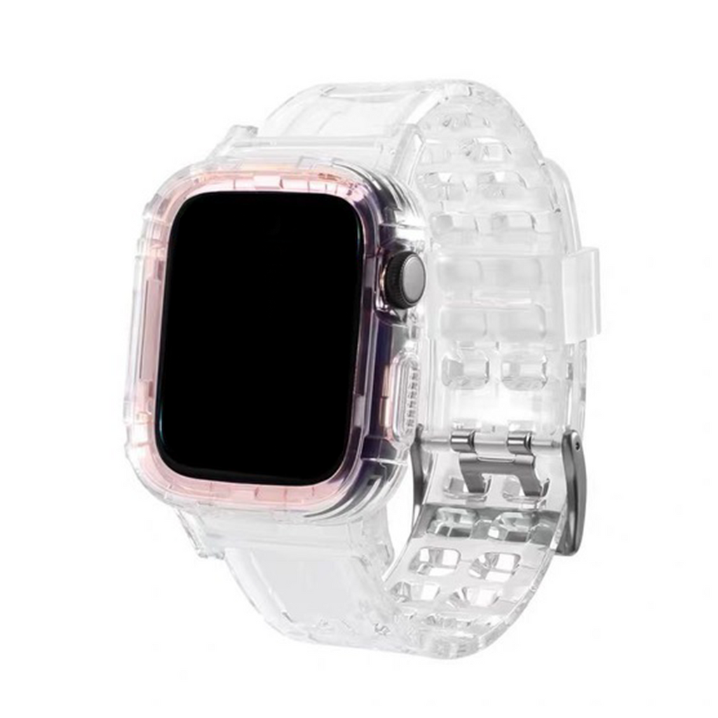 Translucent Silicone Band Apple Watch Band For Men And Women Light Pink 42mm/44mm/45mm/49mm