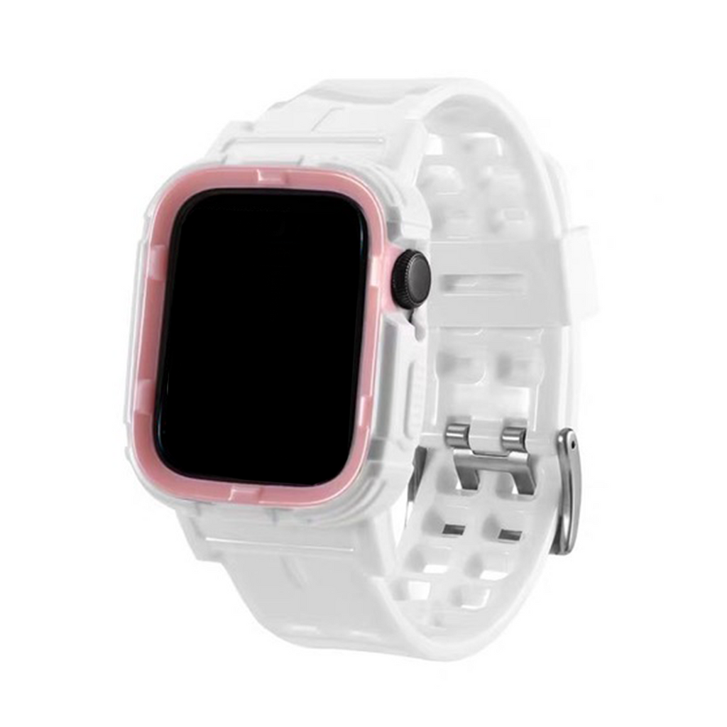 Translucent Silicone Band Apple Watch Band For Men And Women White Pink 42mm/44mm/45mm/49mm