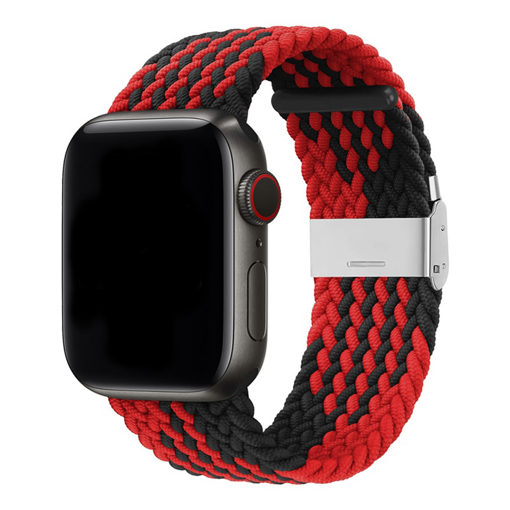 Twisty Braided Buckle Apple Watch Band For Men And Women Black Red 42mm/44mm/45mm/49mm
