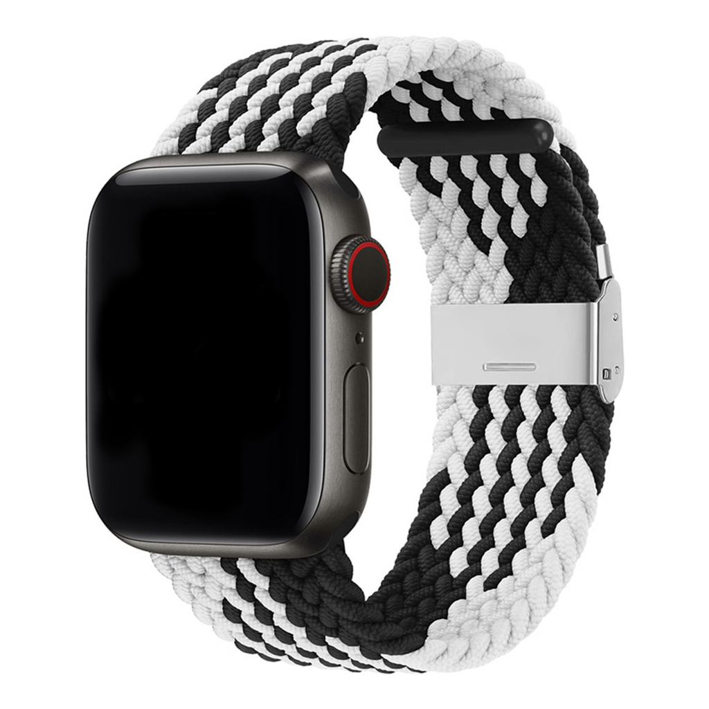 Twisty Braided Buckle Apple Watch Band For Men And Women Black White 42mm/44mm/45mm/49mm