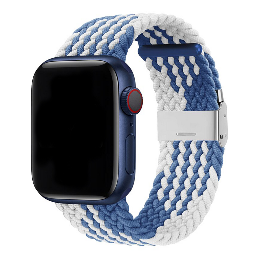Twisty Braided Buckle Apple Watch Band For Men And Women Blue White 42mm/44mm/45mm/49mm