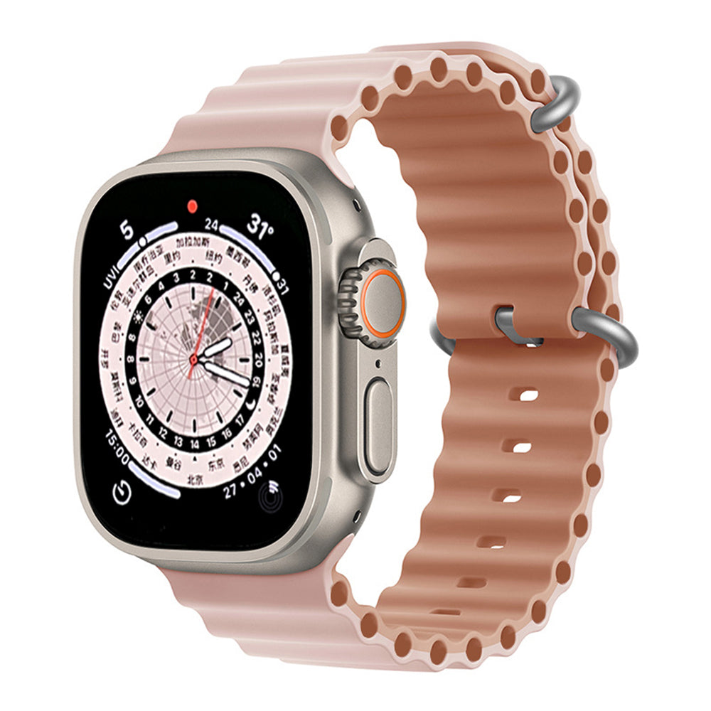 Two-Tone Silicone Ocean Strap for Apple Watch Band Pink & Almond