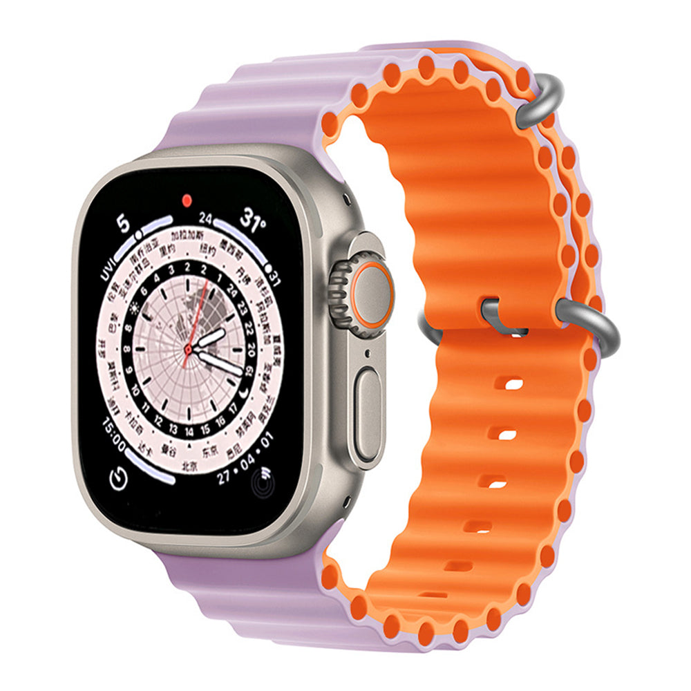 Two-Tone Silicone Ocean Strap for Apple Watch Band Purple & Orange