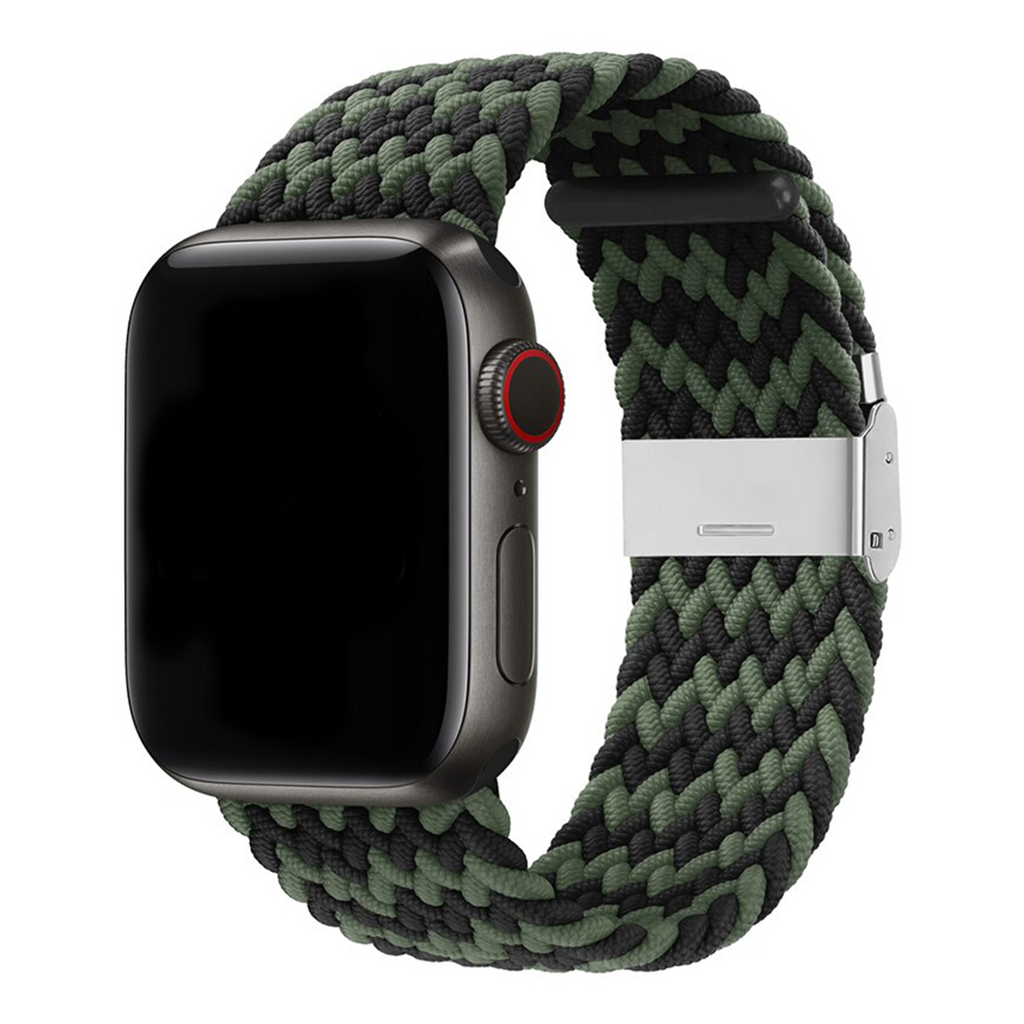 Zigwave Braided Buckle Apple Watch Band For Men And Women Green Black 42mm/44mm/45mm/49mm