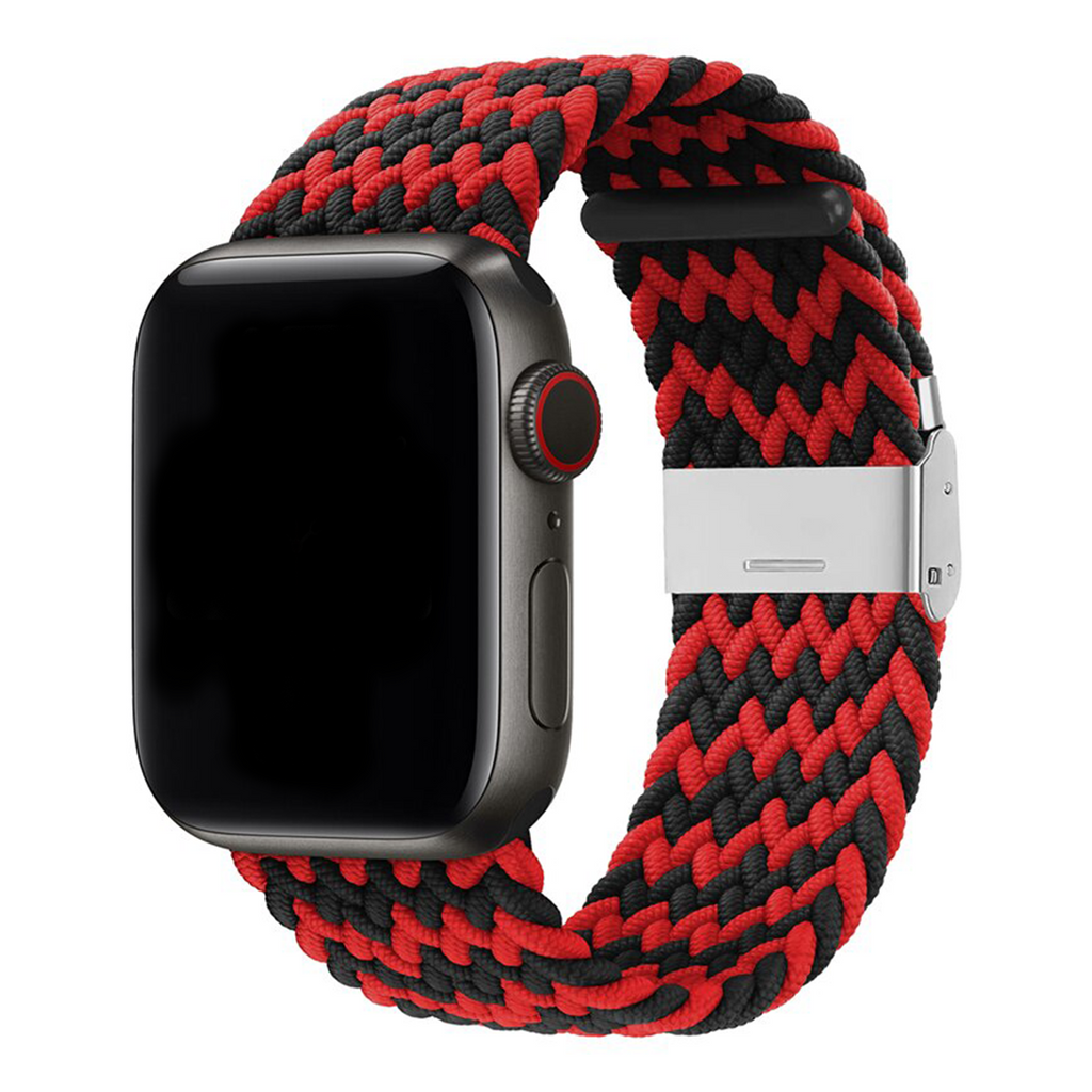 Zigwave Braided Buckle Apple Watch Band For Men And Women Red Black 42mm/44mm/45mm/49mm